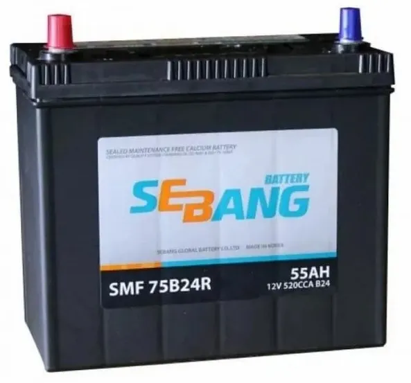 Аккумулятор SEBANG SMF 75B24R SMF 55 А/ч прямая L+ EN 520A 238x129x225