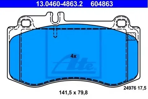 Колодки тормозные дисковые передние MERCEDES-BENZ CLS Ate 13.0460-4863.2