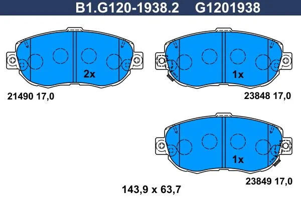 Колодки тормозные передние TOYOTA Altezza, LEXUS GS Galfer B1.G120-1938.2