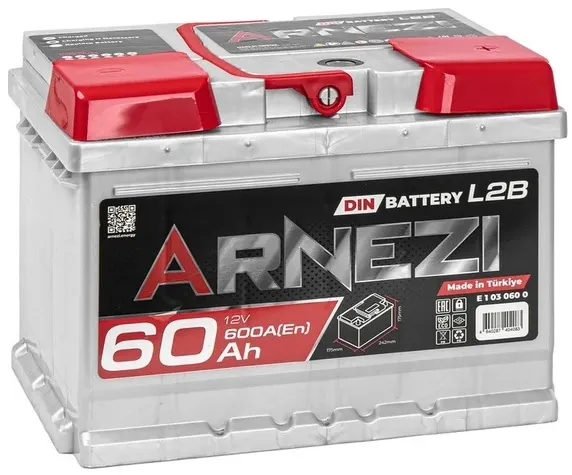 Аккумулятор ARNEZI E1030600 DIN SMF, 60 А/ч, 242x175x175 мм, 600 А