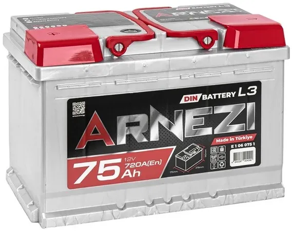 Аккумулятор ARNEZI E1060751 DIN SMF, 75 А/ч, 278x175x190 мм, 720 А
