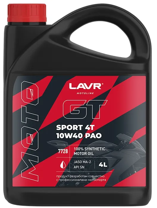 Моторное масло GT SPORT 4T 10W-40 LAVR LN7728, 4 л
