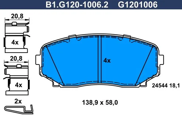 Колодки тормозные дисковые передние MAZDA CX-7, CX-9 Galfer B1.G120-1006.2