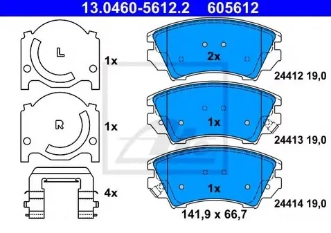 Колодки тормозные дисковые OPEL Astra Ate 13.0460-5612.2