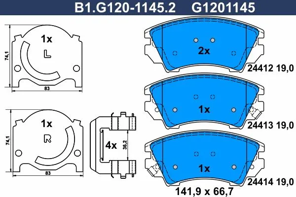 Колодки тормозные дисковые передние OPEL Astra, SAAB 9-5, CHEVROLET Malibu Galfer B1.G120-1145.2