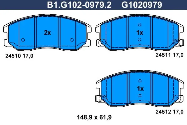 Колодки тормозные дисковые передние OPEL Antara, CHEVROLET Captiva Galfer B1.G102-0979.2