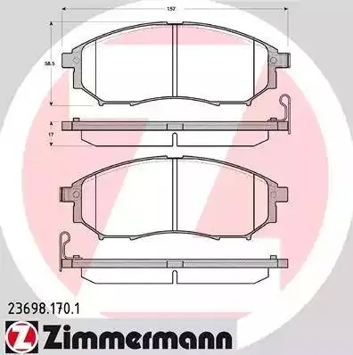 Колодки тормозные передние INFINITI EX, FX, QX70 Otto Zimmermann 23698.170.1