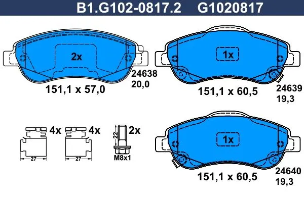 Колодки тормозные дисковые передние HONDA CR-V Galfer B1.G102-0817.2