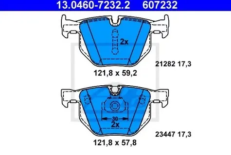 Колодки тормозные дисковые задние BMW X5, X6 Ate 13.0460-7232.2