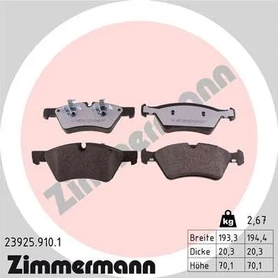 Колодки тормозные передние MERCEDES G (W463) Otto Zimmermann 23925.910.1