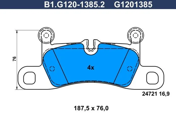 Колодки тормозные дисковые задние PORSCHE Cayenne, VOLKSWAGEN Touareg Galfer B1.G120-1385.2