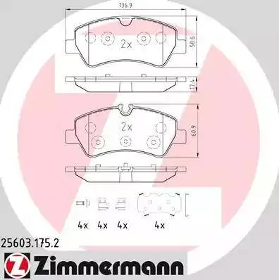 Колодки тормозные дисковые задние FORD Tourneo Otto Zimmermann 25603.175.2