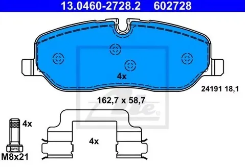 Колодки тормозные дисковые передние LAND ROVER Discovery Ate 13.0460-2728.2