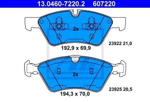 Колодки тормозные дисковые передние MERCEDES GL, ML Ate 13.0460-7220.2