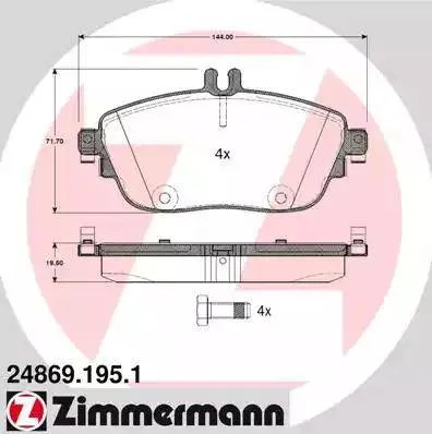 Колодки тормозные дисковые передние MERCEDES CLA, INFINITI Q30 Otto Zimmermann 24869.195.1