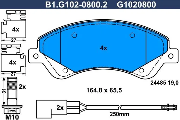 Колодки тормозные дисковые передние FORD Tourneo, Transit Galfer B1.G102-0800.2