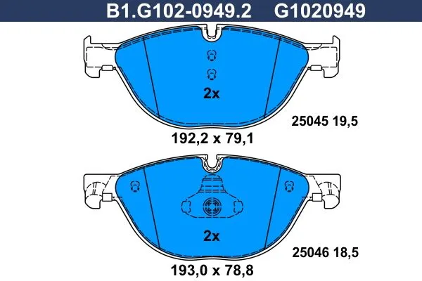 Колодки тормозные дисковые передние BMW 5, 6, 7 Galfer B1.G102-0949.2