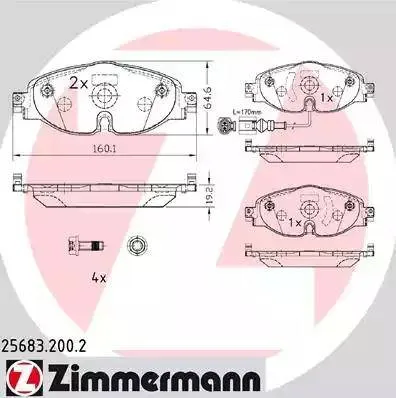 Колодки тормозные передние AUDI A3 , TT Otto Zimmermann 25683.200.2