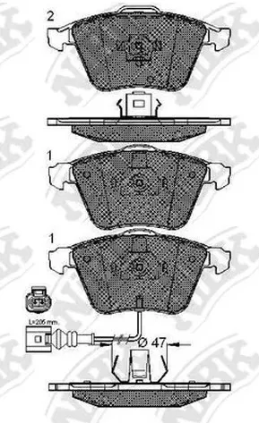 Колодки тормозные передние AUDI A3, VW GOLF Nibk PN0399W