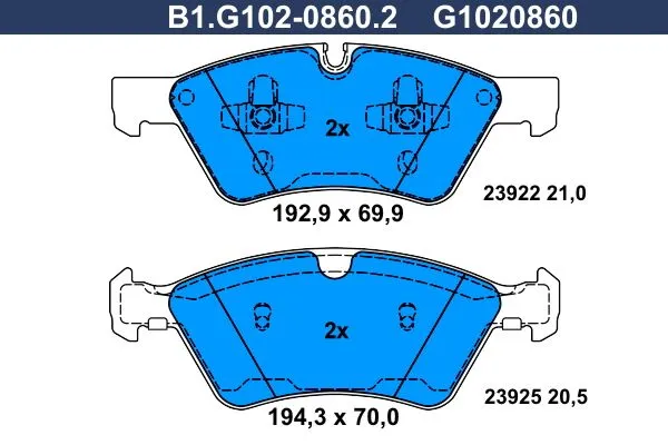 Колодки тормозные дисковые передние MERCEDES GL, ML Galfer B1.G102-0860.2