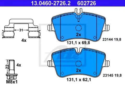 Колодки тормозные дисковые передние MERCEDES CLK Ate 13.0460-2726.2