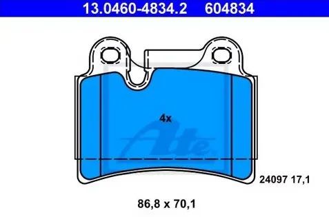 Колодки тормозные дисковые VW TOUAREG Ate 13.0460-4834.2