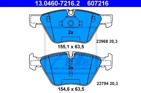 Колодки тормозные дисковые передние BMW 3 Ate 13.0460-7216.2