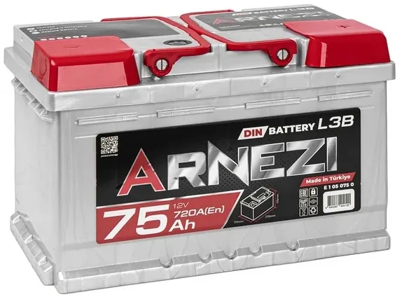 Аккумулятор ARNEZI E1050750 DIN SMF, 75 А/ч, 278x175x175 мм, 720 А
