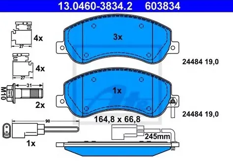 Колодки тормозные дисковые FORD Tourneo, Transit Ate 13.0460-3834.2