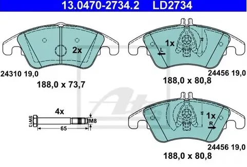 Колодки тормозные дисковые передние MERCEDES CLS, SLC Ate 13.0470-2734.2
