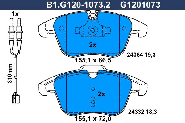 Колодки тормозные передние PEUGEOT 508 Galfer B1.G120-1073.2