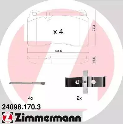 Колодки тормозные дисковые передние AUDI A3, TT Otto Zimmermann 24098.170.3