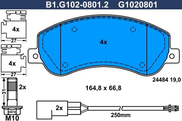 Колодки тормозные передние FORD Tourneo, Transit Galfer B1.G102-0801.2