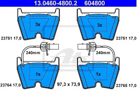Колодки тормозные дисковые VOLKSWAGEN Phaeton Ate 13.0460-4800.2