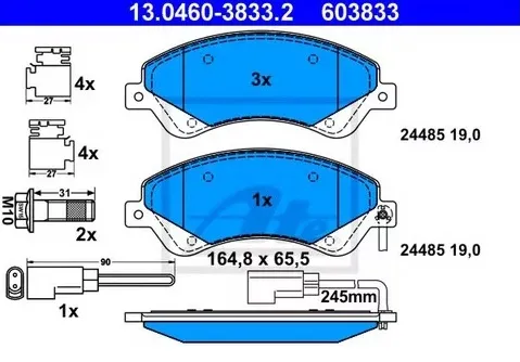 Колодки тормозные дисковые передние FORD Tourneo, Transit Ate 13.0460-3833.2