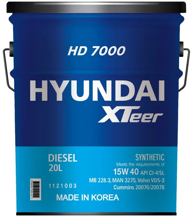 Масло моторное синтетическое Hyundai XTeer 1121003, Heavy Duty 7000, CI-4, 15W-40, 20 л