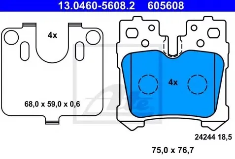 Колодки тормозные дисковые LEXUS LS Ate 13.0460-5608.2