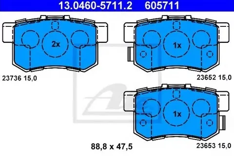 Колодки тормозные дисковые задние HONDA Accord, CR-V Ate 13.0460-5711.2