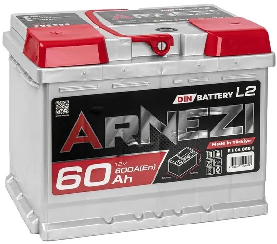 Аккумулятор ARNEZI E1040601 DIN SMF, 60 А/ч, 242x175x190 мм, 600 А