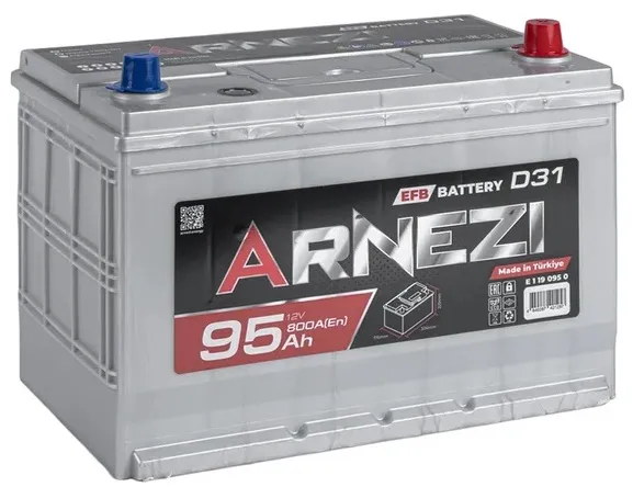 Аккумулятор ARNEZI E1190950 JIS SMF, 95 А/ч, 306x176x225 мм, 800 А