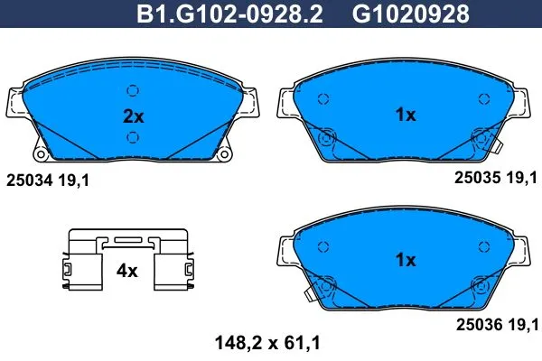 Колодки тормозные передние OPEL ASTRA Galfer B1.G102-0928.2