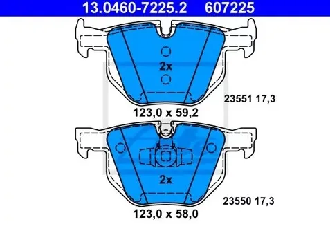 Колодки тормозные дисковые задние BMW 3 Ate 13.0460-7225.2