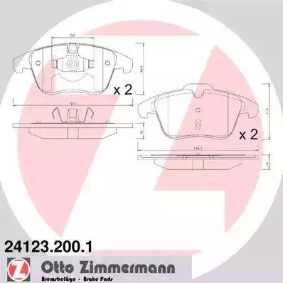 Колодки тормозные дисковые передние FORD Galaxy, Mondeo, S-Max Otto Zimmermann 24123.200.1