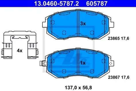Колодки тормозные дисковые передние HONDA Accord, SUBARU Forester Ate 13.0460-5787.2