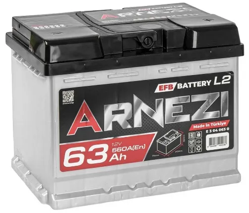 Аккумулятор EFB Start-stop ARNEZI E3040630, 63 А/ч, 242x175x190, L2, 560 А