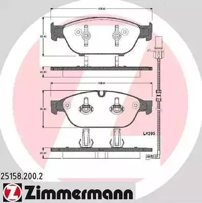Колодки тормозные передние AUDI A6, A7, A8 Otto Zimmermann 25158.200.2