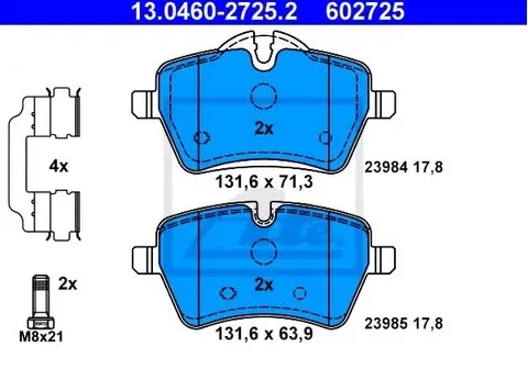 Колодки тормозные дисковые передние MINI Cabrio, Hatch Ate 13.0460-2725.2