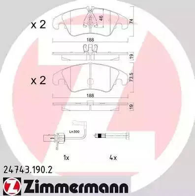 Колодки тормозные дисковые передние AUDI A6 Otto Zimmermann 24743.190.2