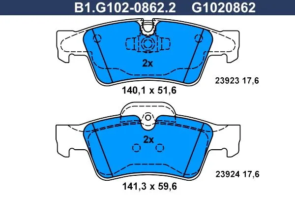 Колодки тормозные дисковые задние MERCEDES GL, ML Galfer B1.G102-0862.2