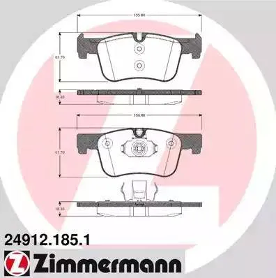 Колодки тормозные дисковые передние BMW 1, 3 Otto Zimmermann 24912.185.1